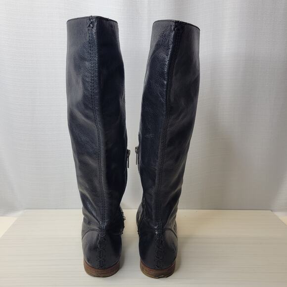 Frye Black Flat Jillian Pull On Tall Boot with Lace Detail, 7M - Picture 3 of 11